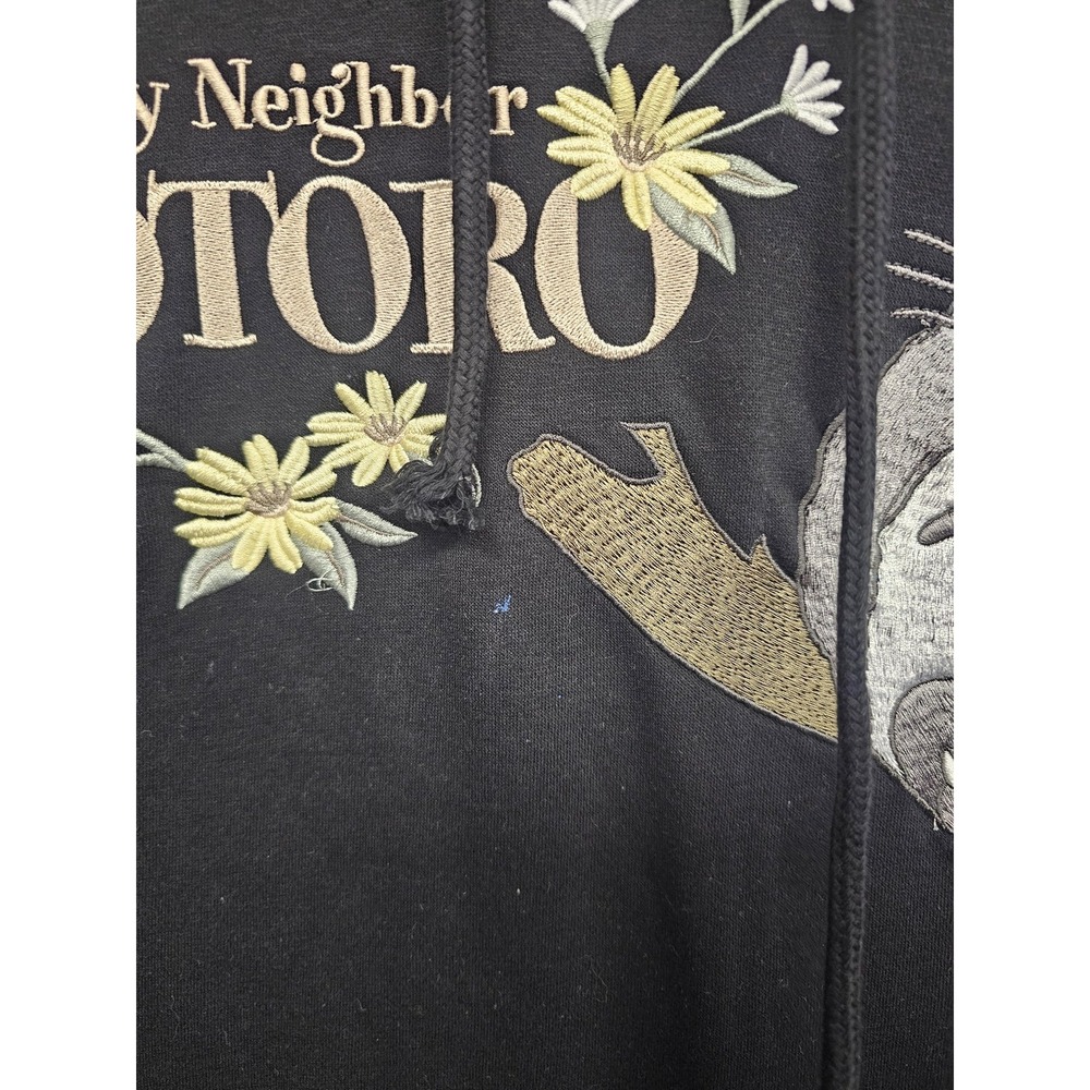 My Neighbor Totoro Hoodie Womens‎ Large Black Floral Her Universe Embroidered - Picture 2 of 11